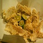 おでんの田 - たけのこ天ぷらは３種類の塩で。メニューにないのに作ってくれました。