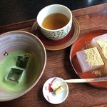 寧楽菓子司 中西与三郎 - わらび餅  冷  抹茶  800円