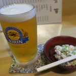 のり平 - 生ビールにお通しです