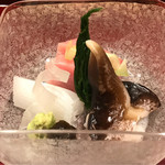 銀座 しのはら - 烏賊、鮪、とり貝、山葵、昆布醤油