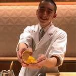 銀座 しのはら - フォアグラとマンゴーの最中