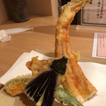 Junteuchisobayumeji - 穴子一本揚げ天＆野菜