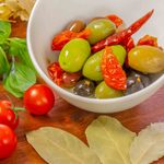 Marinated olives and homemade sundried tomatoes
