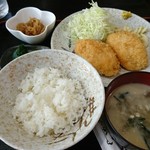 Kaori - カニクリームコロッケ定食、ご飯半分です。