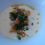 アーリア ディ タクボ - ピュアホワイトのポタージュと鴨のフォアグラのテリーヌ