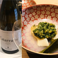 紀尾井町 三谷 - ミネラル多めの南部のイタリアワインと、鮑、肝、縁側を叩いたもの