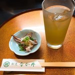 なか井 - つきだしと緑茶ハイ500円