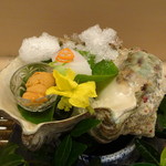 京懐石 吉泉 - そい　剣先イカ　根室の雲丹