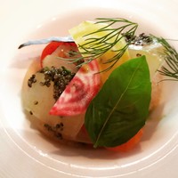 楽の蔵　レストランChez tomo. - 前菜は冬瓜と海老の梅昆布茶ソース。