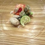 鮨 おくの - 鮑・牡蠣・縞海老♬40℃の低温調理されてます♬