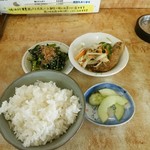 はしもと - 魚の三杯酢、ほうれん草お浸し、ごはん大、瓜の漬物