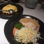 悠苑 - 蒸し鶏と海老卵焼き