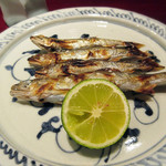 二条城ふる田 - 稚鮎の炭火焼('18.4月下旬)