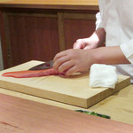 二条城ふる田 - 大将の包丁さばき('18.4月下旬)