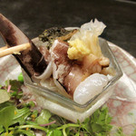 白 - 旬肴:大トリ貝 花びら茸 玉味噌 生野菜