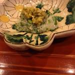 蓬左茶寮 - 鱧と秋葵のたたき　柚子胡椒