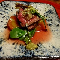 草喰 なかひがし - 北海道、野牛のローストビーフ　ごぼう　いぼし