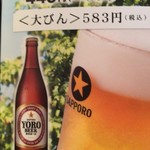 Yourouno Taki - 瓶ビール大瓶有り(５８３円)
