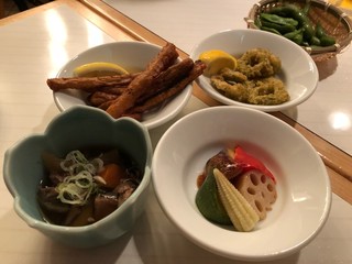 Denki Biru Resutoran - 牛蒡ステック・ゴロゴロ蒸し野菜・牛筋煮込み