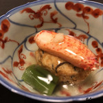 御料理 寺沢 - 毛蟹の飛龍頭に毛蟹の脚肉の銀餡掛け