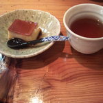 うち家 - 鳥取酒ノ津塩サバ定食（デザートのプリン、お茶）