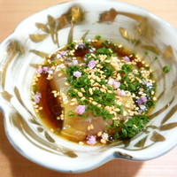 祇園迦陵 - 向付　茄子を鯛で巻いて