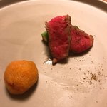 イチリン ハナレ - 山形牛のたたき ラー油風味の大根おろし