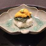 御料理 寺沢 - 海胆と叩き蕨の飯蒸し