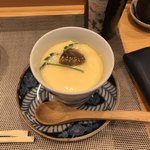 権田 - 茶碗蒸し！
具材は椎茸、三つ葉、海老、白身！