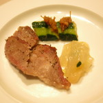 前菜3種盛合せ　叉焼　クラゲ　胡瓜と帆立のXO醤