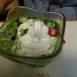 甘味処 竹酔堂 - 抹茶小倉白玉ソフト付け