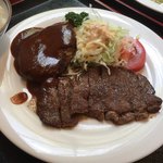 Ninnikutei - カットステーキ＋ハンバーグアップ