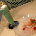 菓子工房 ルーヴ - ピーチメルバと抹茶ミルク