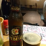 四文屋 - ビール好きなまぃまぃですが、一番好きなのはフルーティー系のビール♡
      それから、実は黒ビールも大好き！！
      メニューで黒ビールを見つけたのでソッコー発注(笑)
      滝廉太郎にお酌してもらって乾杯～