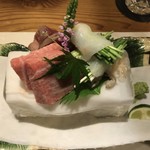 かっぽう寿 - お造り（大トロ・鰹のスモーク・おこぜ）
