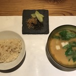 かっぽう寿 - お味噌汁・鱧の子ご飯・香の物