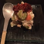 純米酒とお出汁 雲母 - 雲母ポテトサラダ、掛けられたひしおがアクセント