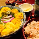 ほっこり処 いわくら - 名物ふわふわ玉子焼のっけうどん+山口たこ飯¥1280