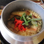 黒羽観光やな - 鮎の切り身と山菜、紅生姜。。。