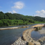 黒羽観光やな - 堰に沿って鮎がやなのほうへ！