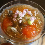 土家 - 23年8月　前菜　蕎麦豆腐とお酢のジュレ