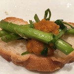 カンピオーネ - うにクレソン　こんな感じで頂きます。