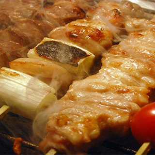 Special Yakitori (grilled chicken skewers) that is carefully grilled one by one