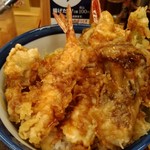 天丼てんや - 上天丼、マイタケ、ホタテ追加