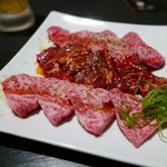 焼肉ろざん - 3種盛り合わせ（カルビ、ロース、ハラミ）