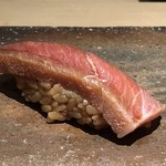 菊鮨 - 大トロづけ・・これ秀逸。づけにすることで、脂がより上品になりとても美味しい。