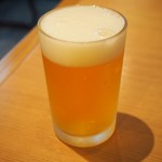 釜喜利うどん - グラスビール（無料サービス）