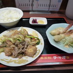 中華菜館　チャオ - この日の日替わり定食全貌（＋海老天小付）