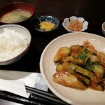 Raijin - ナスと豚の味噌炒め定食です。（2018年7月)