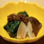 立場割烹 SSAW - 水無月の贅沢御膳 1000円 の空心菜とあわび茸のお浸し